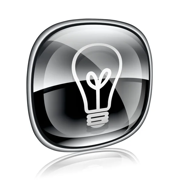 Light bulb Icon black glass, isolated on white background — Stock Photo, Image