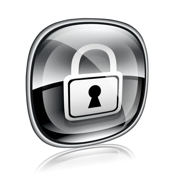 Lock icon black glass, isolated on white background. — Stock Photo, Image