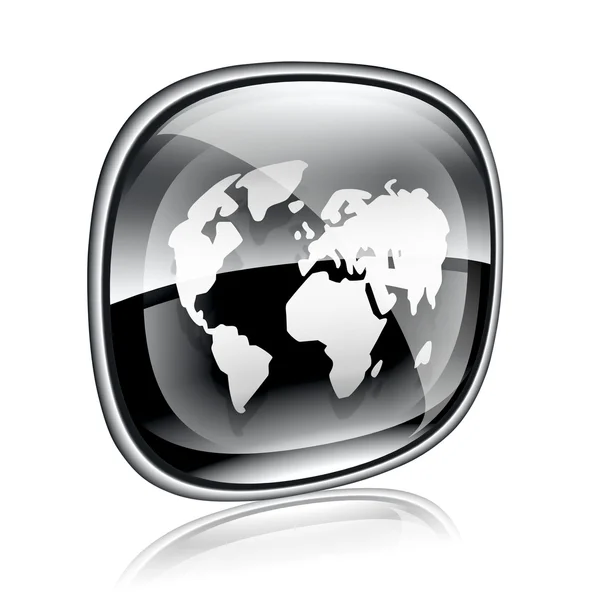 Welt-Ikone schwarzes Glas, isoliert auf weißem Hintergrund. — Stockfoto