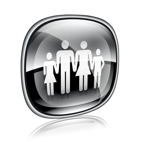 Familiensymbol schwarzes Glas, isoliert auf weißem Hintergrund. — Stockfoto