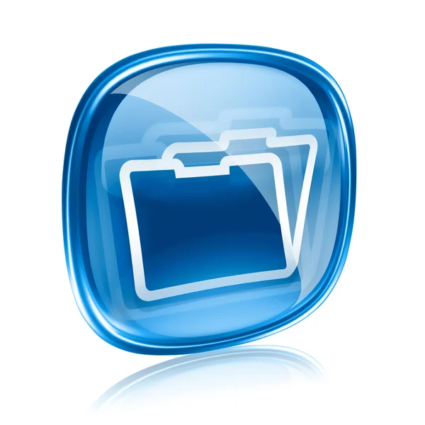 Cartella icona vetro blu, isolato su sfondo bianco — Foto Stock