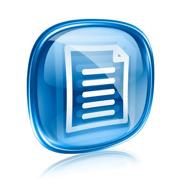 Ícone de documento vidro azul, isolado no fundo branco — Fotografia de Stock