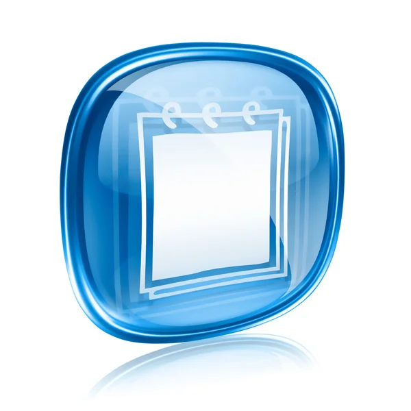Notizbuch-Symbol blaues Glas, isoliert auf weißem Hintergrund. — Stockfoto