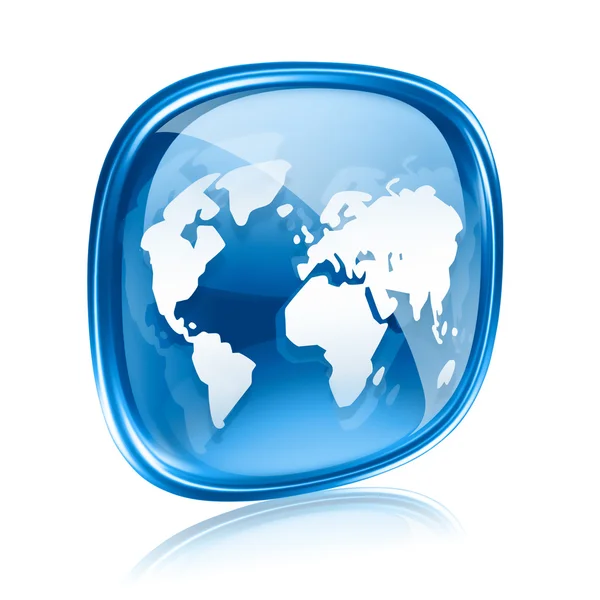 World icon blue glass, isolated on white background. — Stock Photo, Image