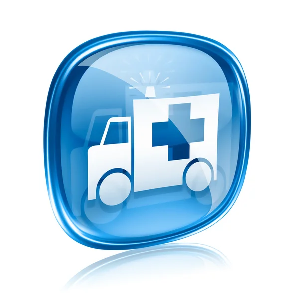 stock image First aid icon blue glass, isolated on white background.