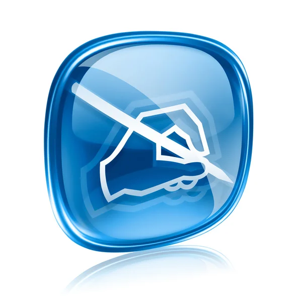 E-mail iconiță sticlă albastră, izolată pe fundal alb . — Fotografie, imagine de stoc