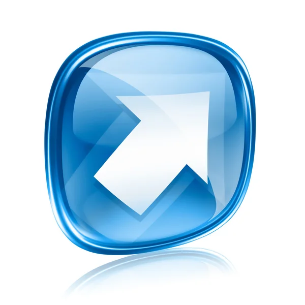 Pijl pictogram blauw glas, geïsoleerd op witte achtergrond — Stockfoto