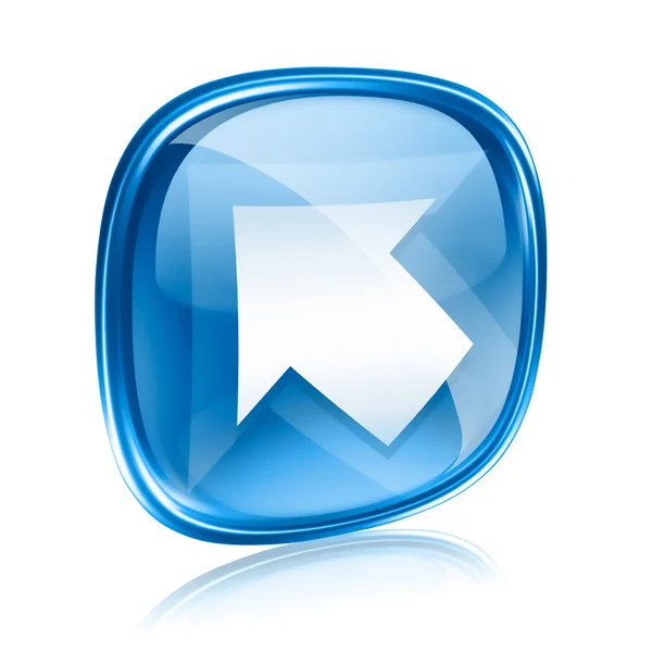 Icono de flecha vidrio azul, aislado sobre fondo blanco —  Fotos de Stock