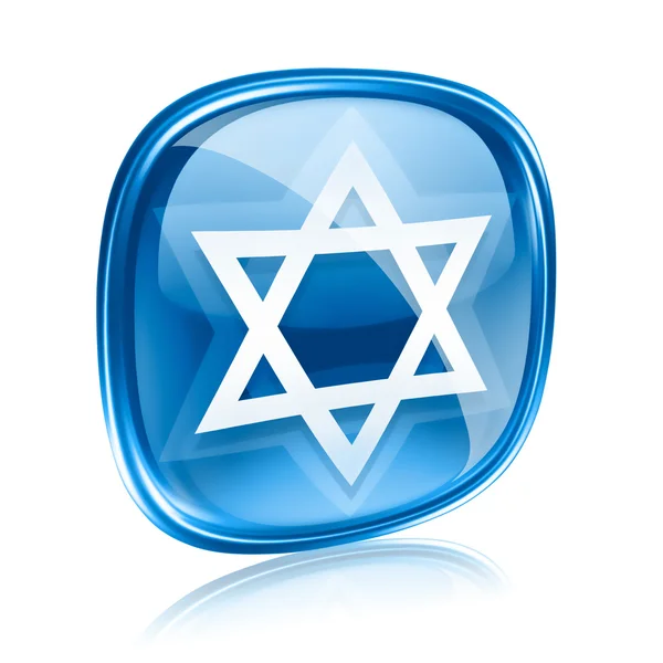 David star icon blue glass, isolated on white background. — Stock Photo, Image