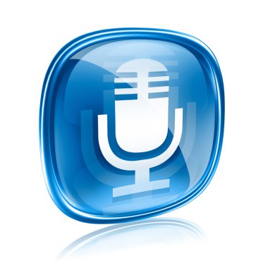 Microphone icon blue, isolated on white background clipart