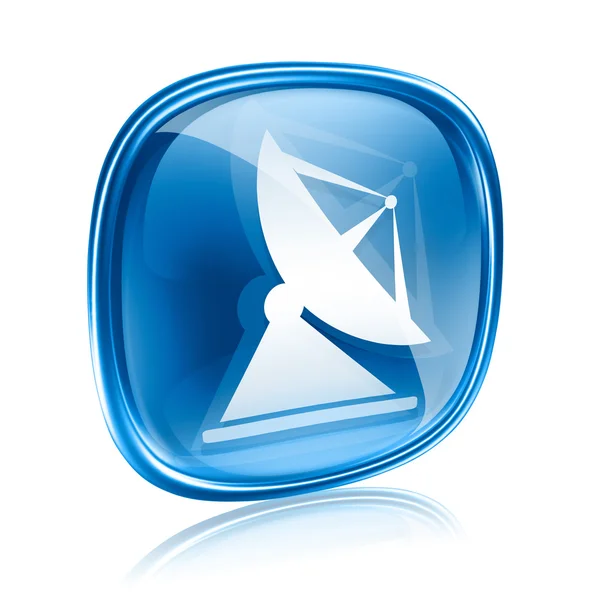 Antennensymbol blaues Glas, isoliert auf weißem Hintergrund — Stockfoto