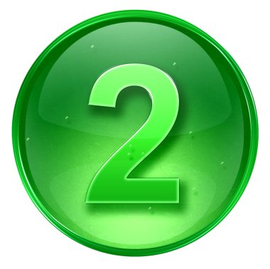 Number two icon green, isolated on white background. clipart