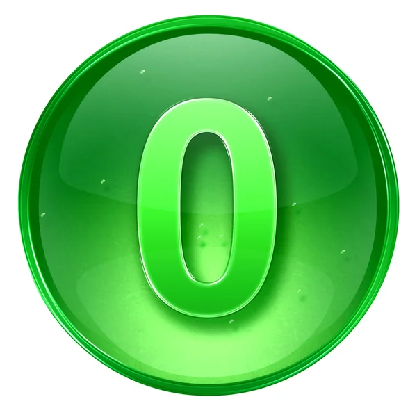 Číslo nula ikonu zelené, izolovaných na bílém pozadí. — Stock fotografie