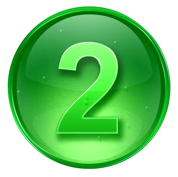 Nummer twee pictogram groen, geïsoleerd op witte achtergrond. — Stockfoto