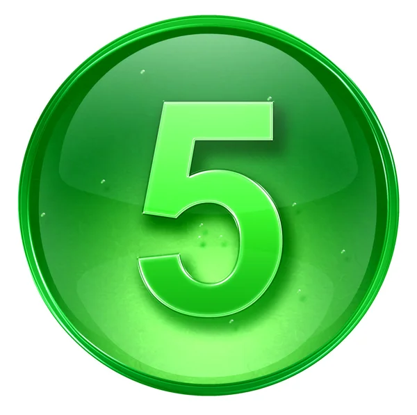 Číslo pět ikona zelené, izolovaných na bílém pozadí. — Stock fotografie