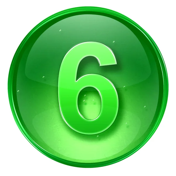 Number six icon green, isolated on white background. — Stock Photo, Image