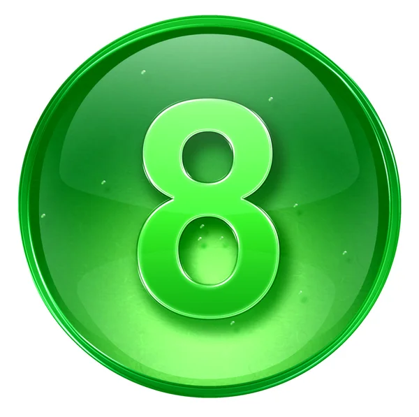 번호 8 아이콘 녹색, 흰색 배경에 고립. — 스톡 사진
