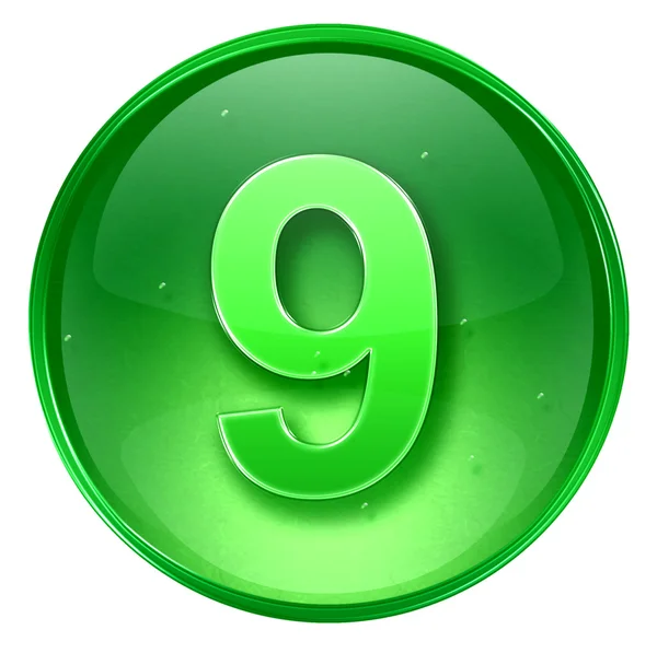 Numero Nove icona verde, isolata su sfondo bianco . — Foto Stock