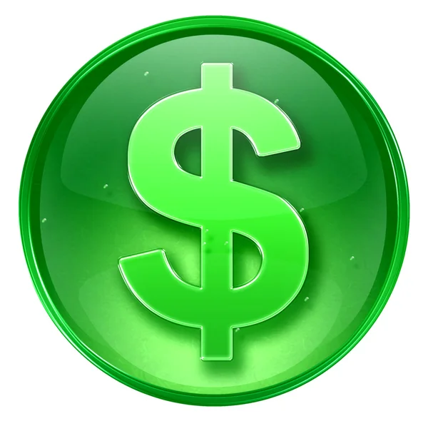 Dollar icon green, isolated on white background. — Stock Photo, Image