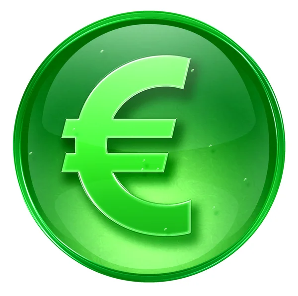 Icône Euro verte, isolée sur fond blanc . — Photo