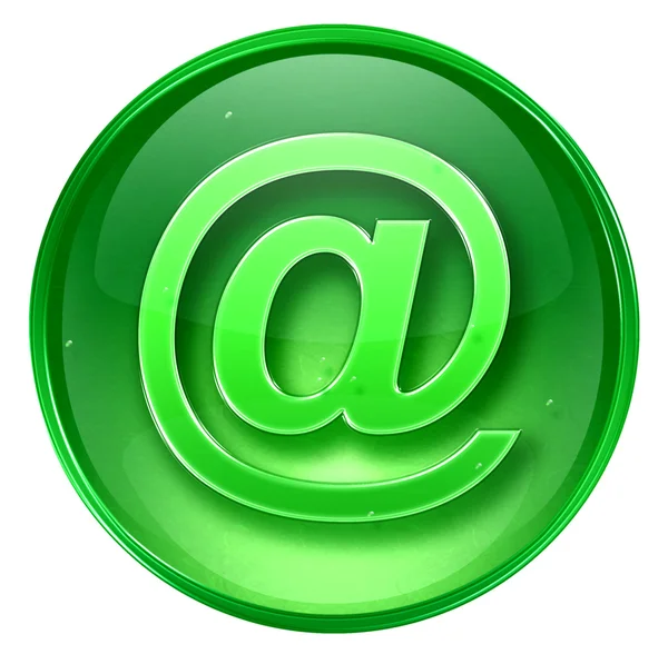Mail-Symbol grün, isoliert auf weißem Hintergrund. — Stockfoto
