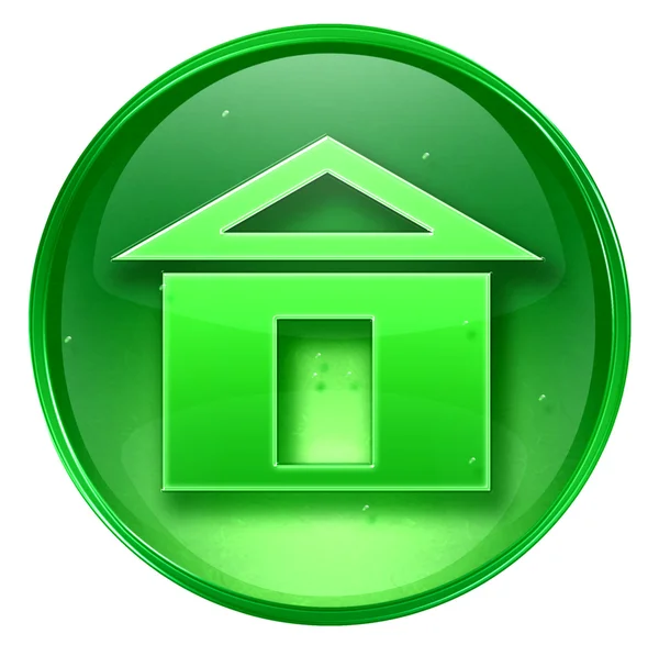 Home-Symbol grün, isoliert auf weißem Hintergrund. — Stockfoto