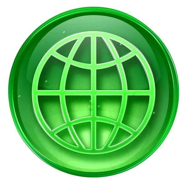 Globus-Symbol grün, isoliert auf weißem Hintergrund. — Stockfoto