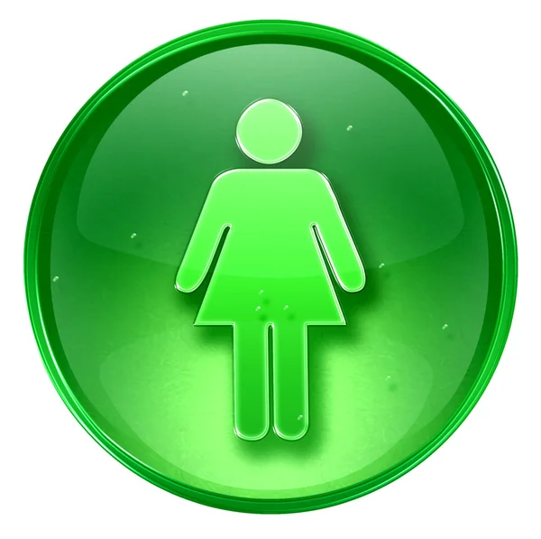 Πράσινο εικονίδιο γυναίκα, που απομονώνονται σε λευκό φόντο. — Φωτογραφία Αρχείου