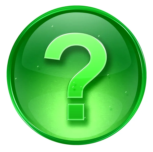 Question symbol icon green, isolated on white background. — Stock Photo, Image