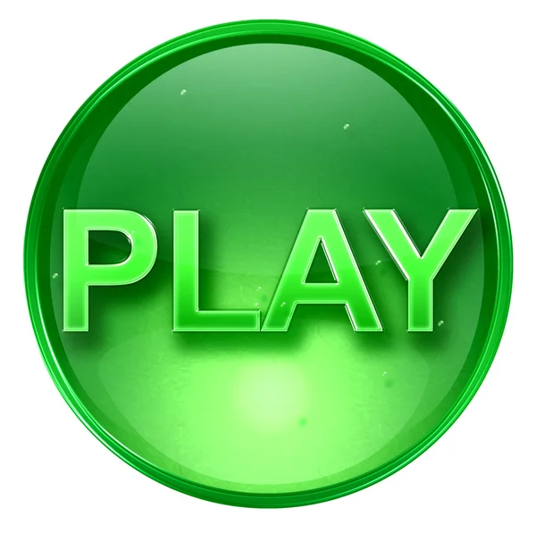 Spelen pictogram groen, geïsoleerd op witte achtergrond. — Stockfoto