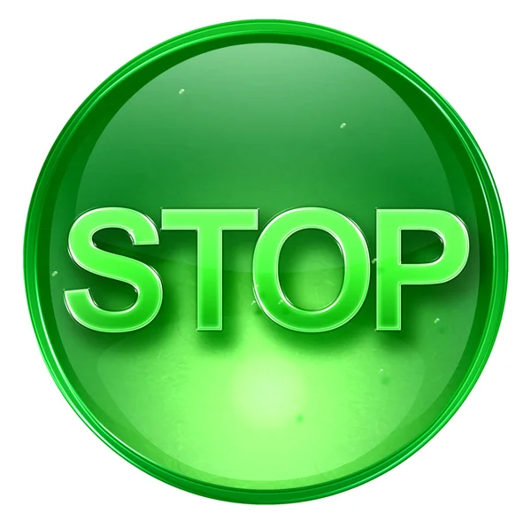 Stop ikon zöld, elszigetelt fehér background. — Stock Fotó