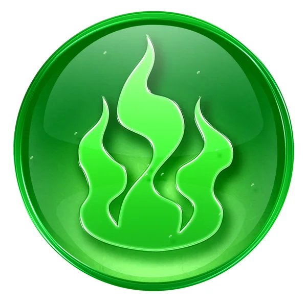 Φωτιά εικονίδιο πράσινο, απομονώνονται σε λευκό φόντο. — Φωτογραφία Αρχείου
