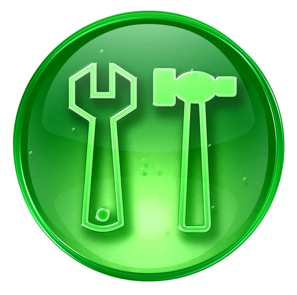 Zielona ikona narzędzia, na białym tle na białym tle. — Zdjęcie stockowe