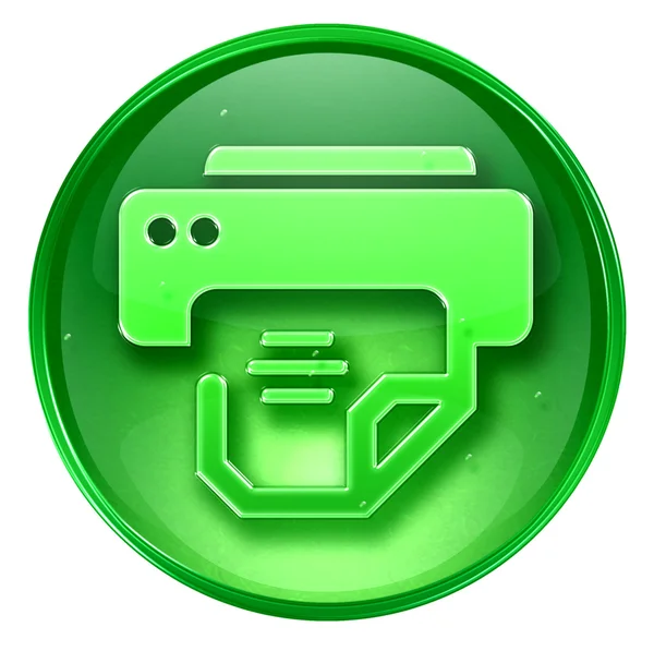 Skrivarens ikon green, isolerad på vit bakgrund. — Stockfoto