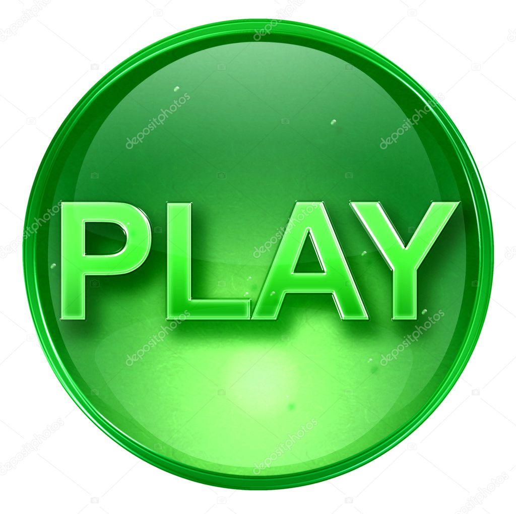 Play icon green, isolated on white background.