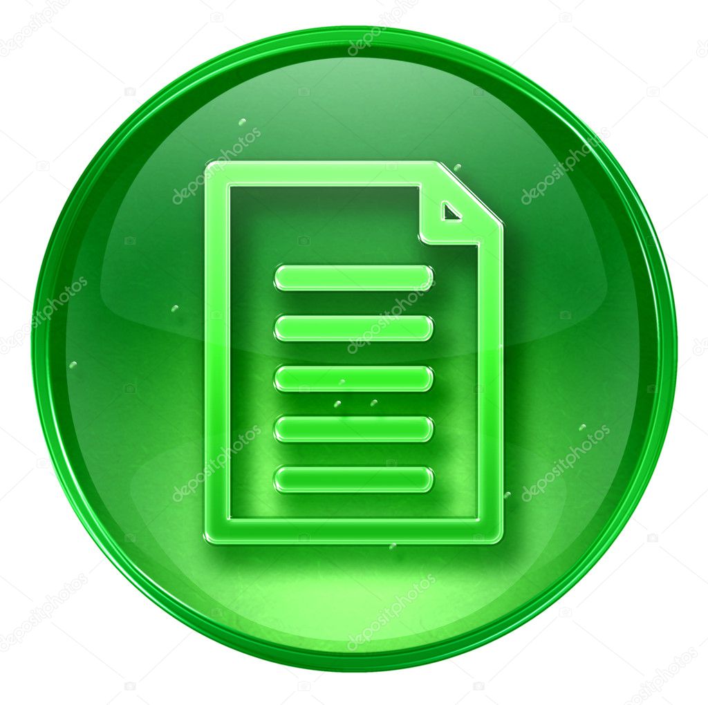 Document icon green, isolated on white background
