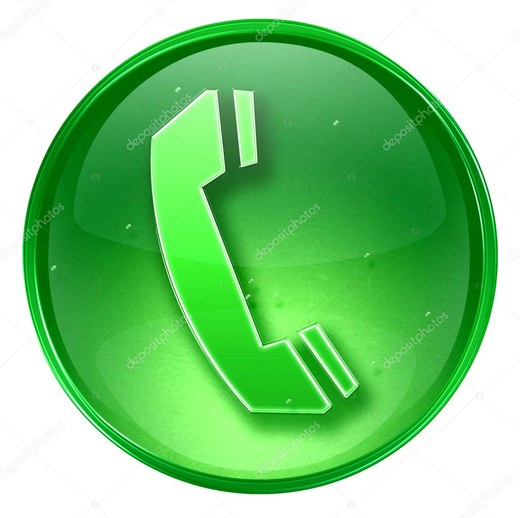 Phone icon green, isolated on white background.