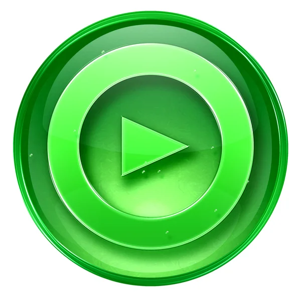 Play icon button green, isolated on white background. — Stock Photo, Image