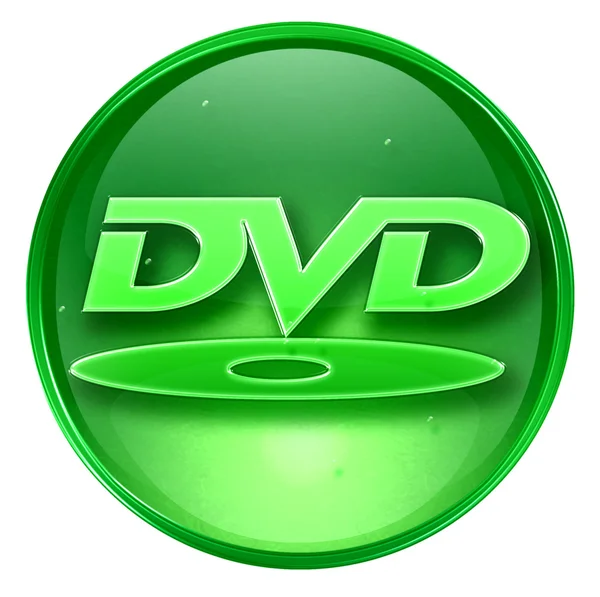 Icono de DVD verde, aislado sobre fondo blanco . — Foto de Stock