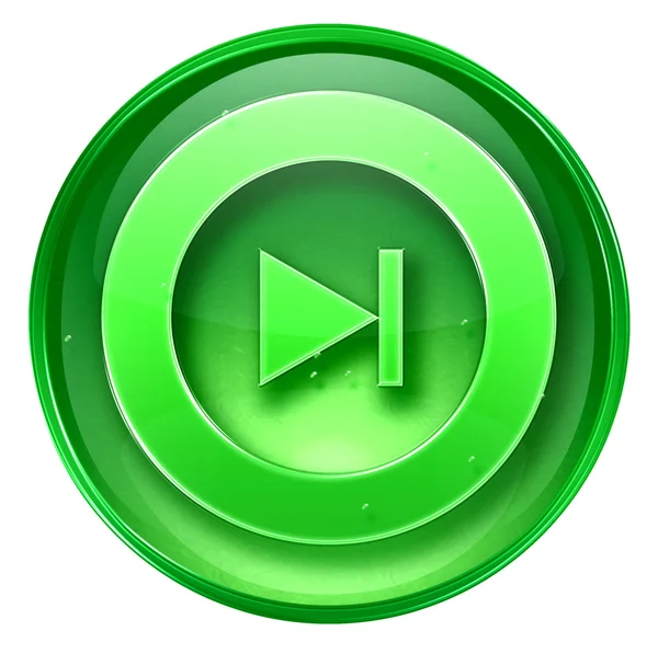 Rewind ícone para a frente verde, isolado no fundo branco . — Fotografia de Stock