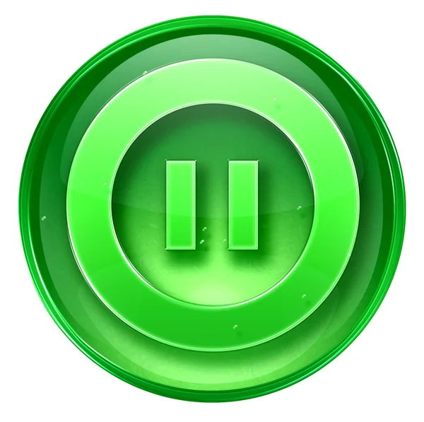 Onderbreken pictogram groen, geïsoleerd op witte achtergrond. — Stockfoto