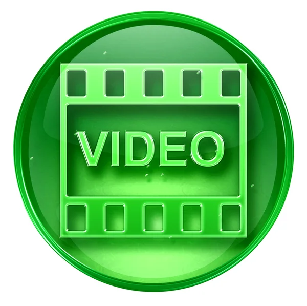 Film icon green, isolated on white background. — Stock Photo, Image