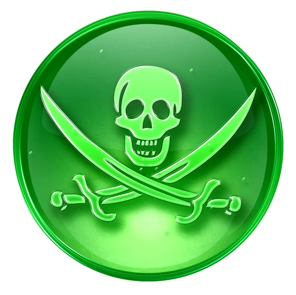 Icono de pirata verde, aislado sobre fondo blancokorsan simgesi yeşil, beyaz zemin üzerine izole. — Stok fotoğraf