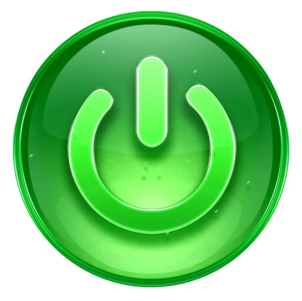 Tlačítko napájení zelená, izolovaných na bílém pozadí. — Stock fotografie