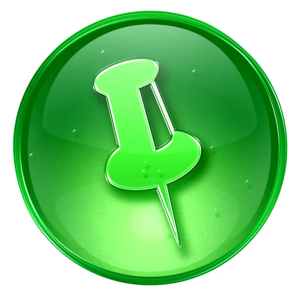 Icône Thumbtack vert, isolé sur fond blanc . — Photo