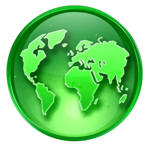 Wereld pictogram groen, geïsoleerd op witte achtergrond. — Stockfoto