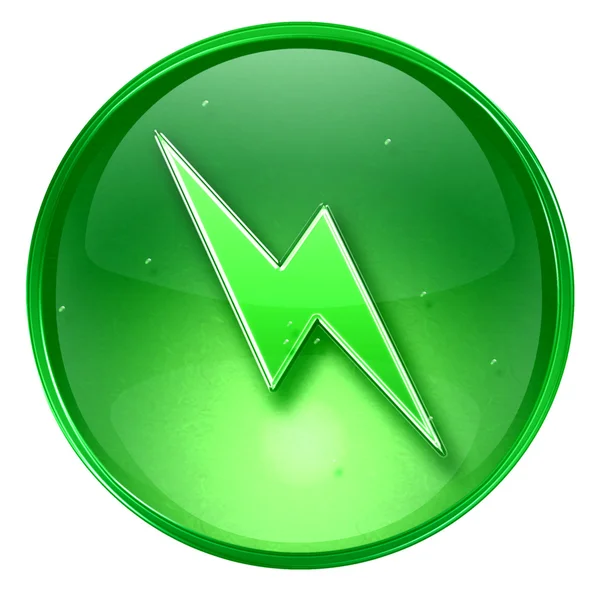 Ícone de relâmpago verde, isolado no fundo branco . — Fotografia de Stock