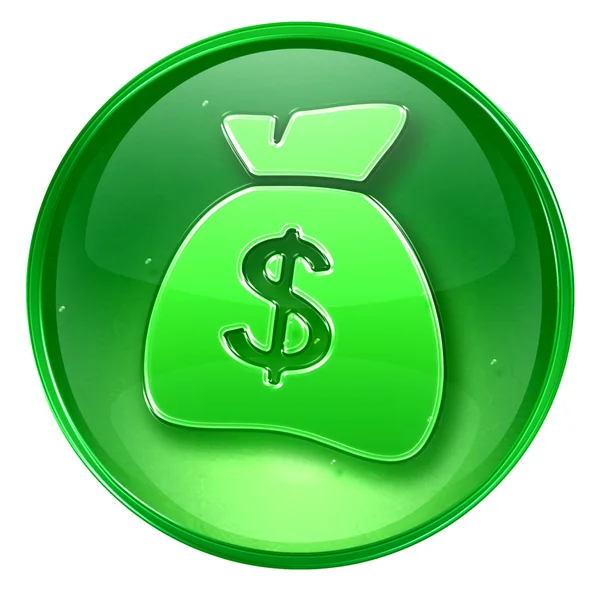 Dollarn ikonen grön, isolerad på vit bakgrund. — Stockfoto