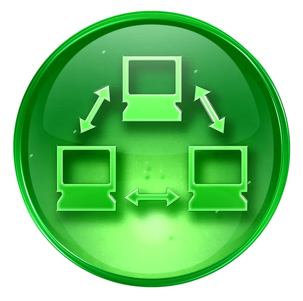 Netzwerk-Symbol grün, isoliert auf weißem Hintergrund. — Stockfoto