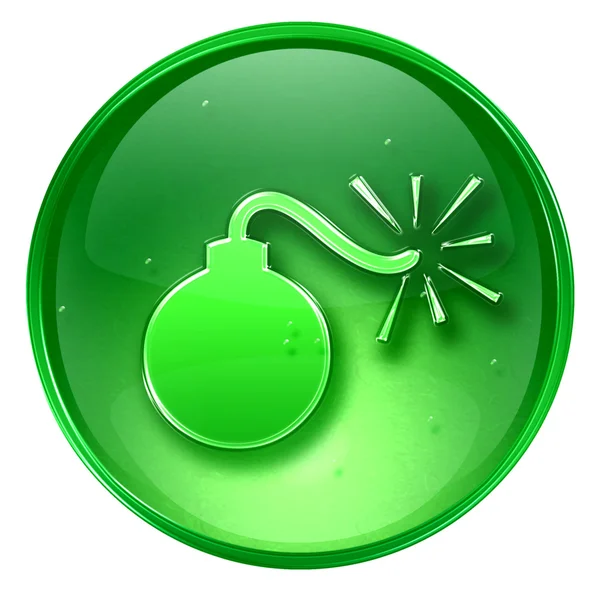 Bomb ikonen grön, isolerad på vit bakgrund. — Stockfoto